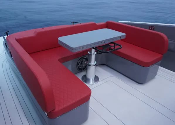 Comedor en U con mesa en la bañera del Kumbra 36