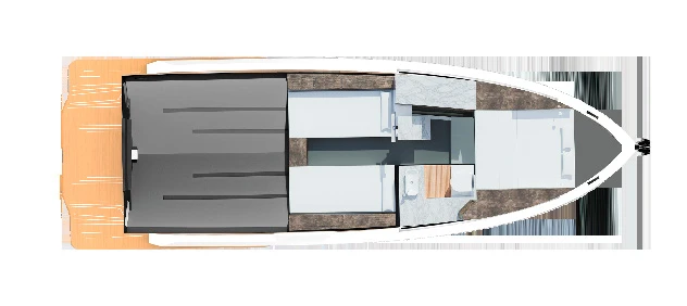 Plano del interior del Kumbra 34 en versión intraborda